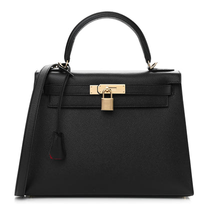 Hermes Epsom Horseshoe Kelly Sellier 28 Black Rose Extreme 1 of 13