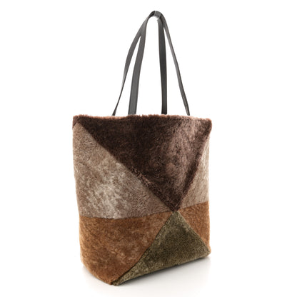 Loewe Shearling Large Puzzle Fold Tote Multicolor 3 of 9