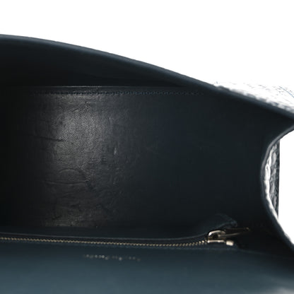 Balenciaga Shiny Calfskin Crocodile Embossed Small Hourglass Top Handle Bag Dark Petrol Blue 5 of 9
