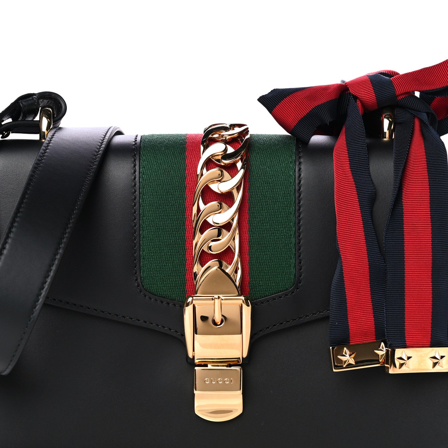 Gucci Calfskin Small Sylvie Shoulder Bag Black 8 of 11