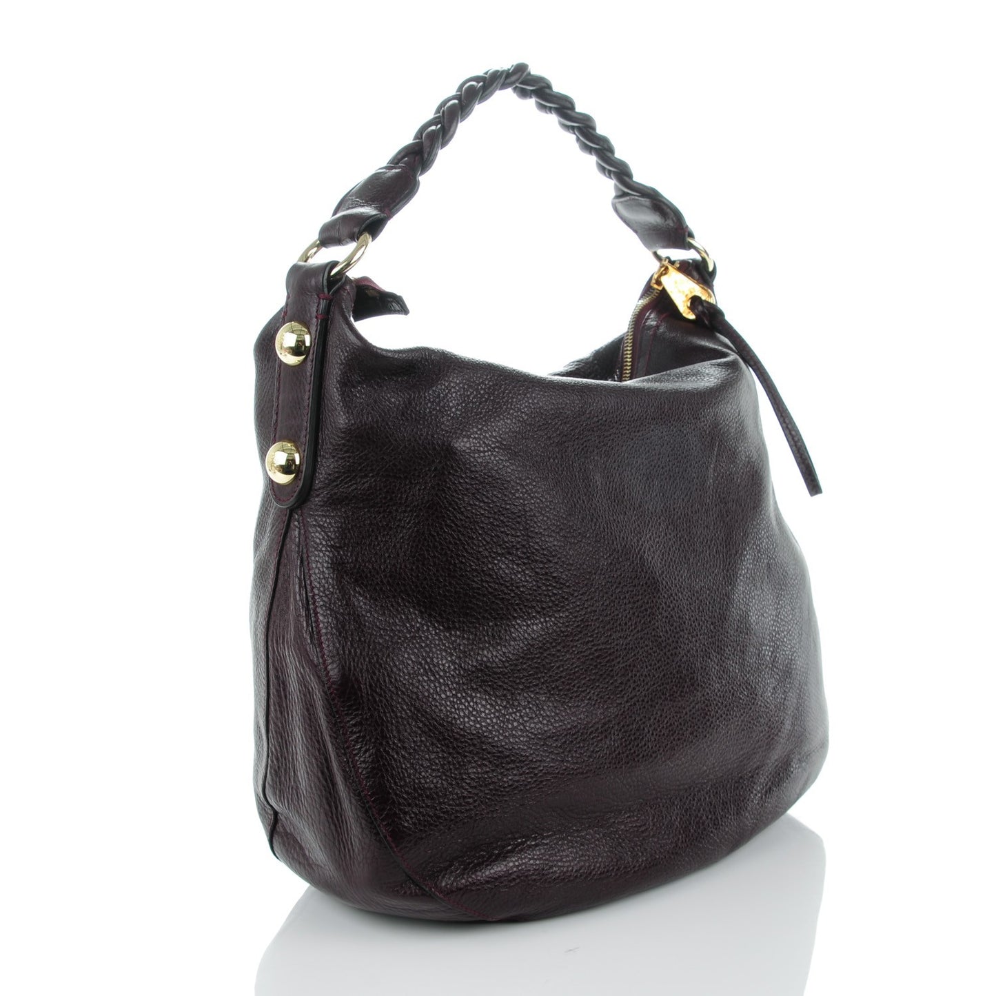 Spongy Pebbled Calfskin Large Daria Hobo Oxblood