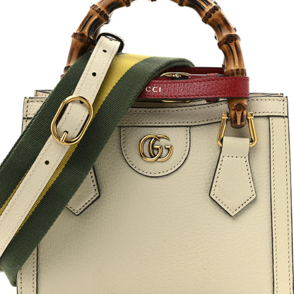 Gucci Textured Calfskin Web Mini Diana Tote Bag Mystic White 8 of 14