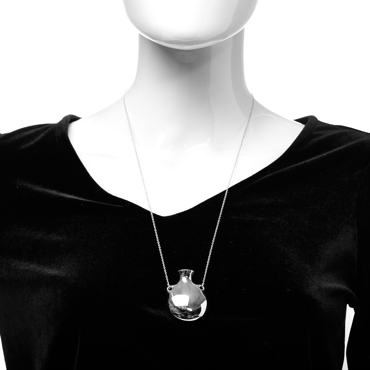 Tiffany Sterling Silver Medium Elsa Peretti Open Bottle Pendant Necklace 2 of 4