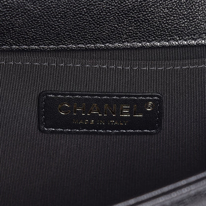 Chanel Caviar Chevron Quilted Medium Boy Flap Black 6 of 8