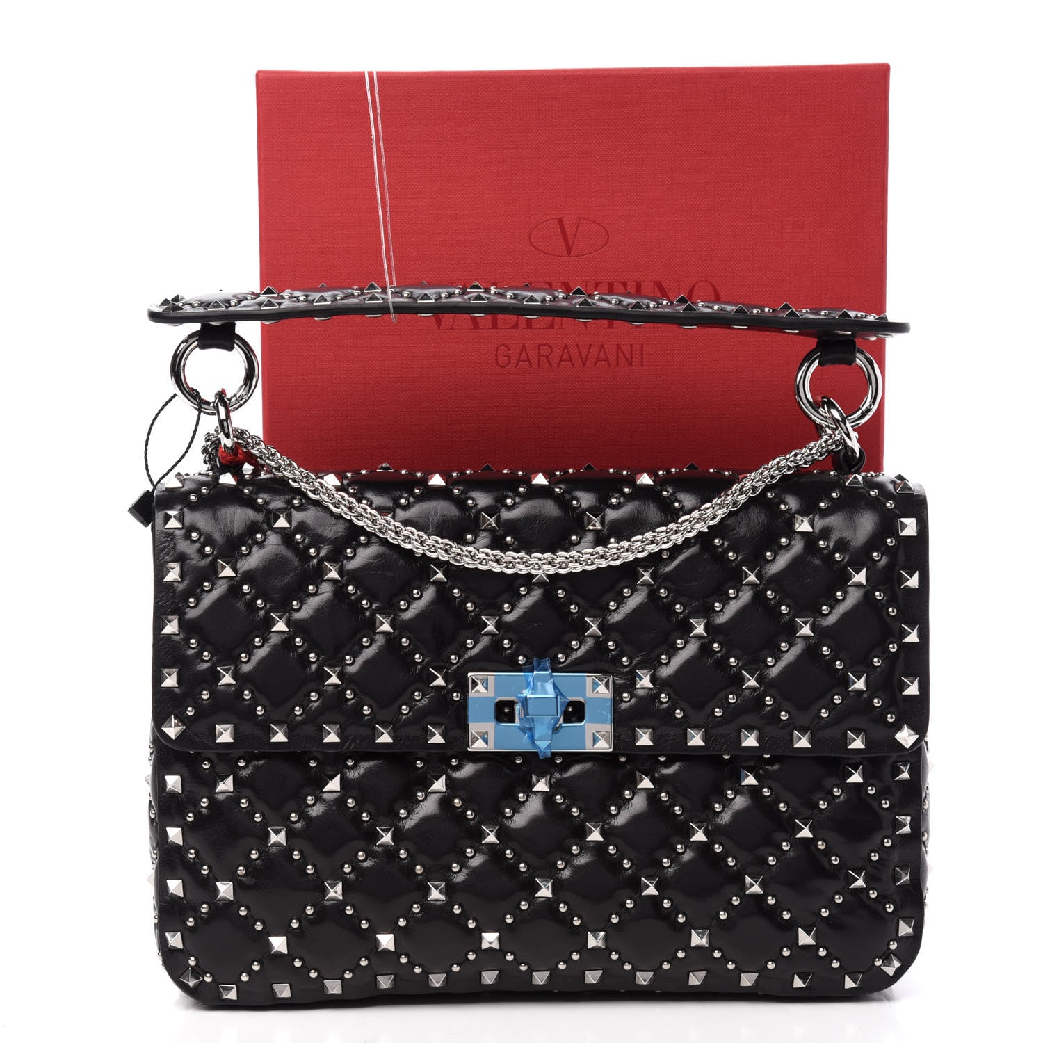 Valentino Garavani Lambskin Beaded Medium Rockstud Spike Shoulder Bag Black 10 of 10