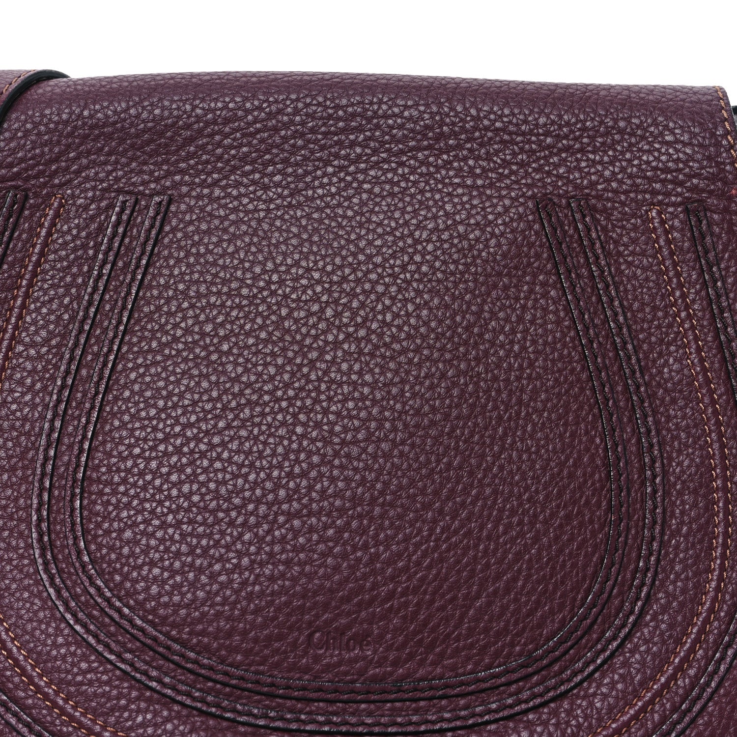 Chloe Grained Calfskin Medium Marcie Saddle Bag Dark Velvet 7 of 9