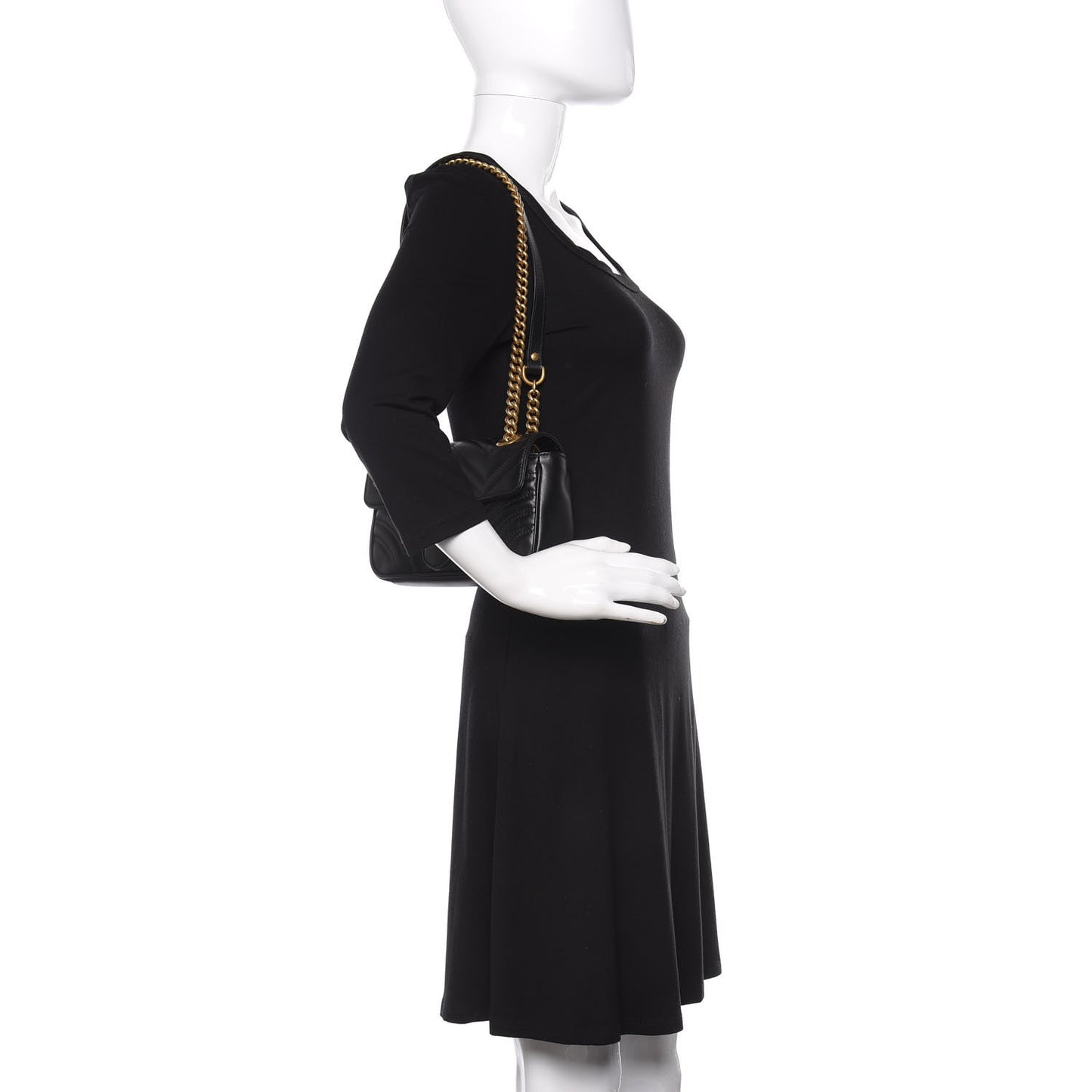 Calfskin Matelasse Mini GG Marmont Shoulder Bag Black