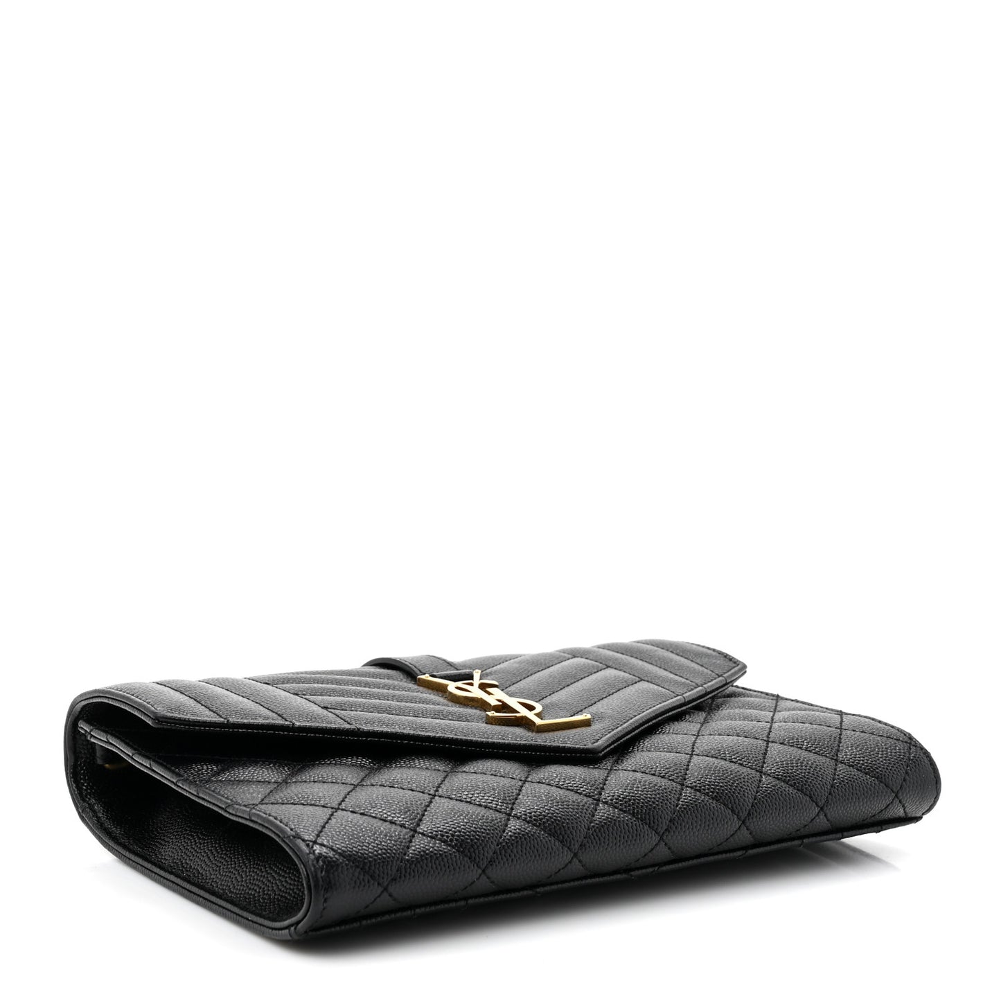 Grain De Poudre Textured Mixed Matelasse Triquilt Monogram Clutch Black