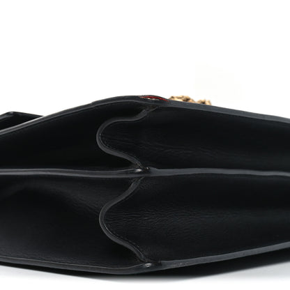 Gucci Calfskin Bamboo Web Large Dionysus Top Handle Bag Black Bright Evergreen Hibiscus Red 9 of 10
