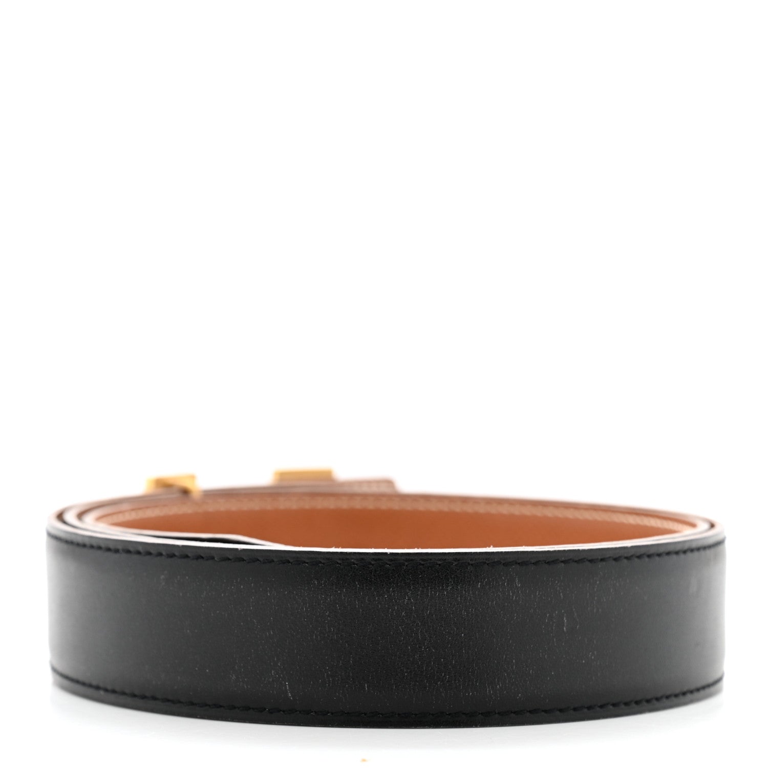 Hermes Box Courchevel 32mm H Belt 95 Black Gold 2 of 6