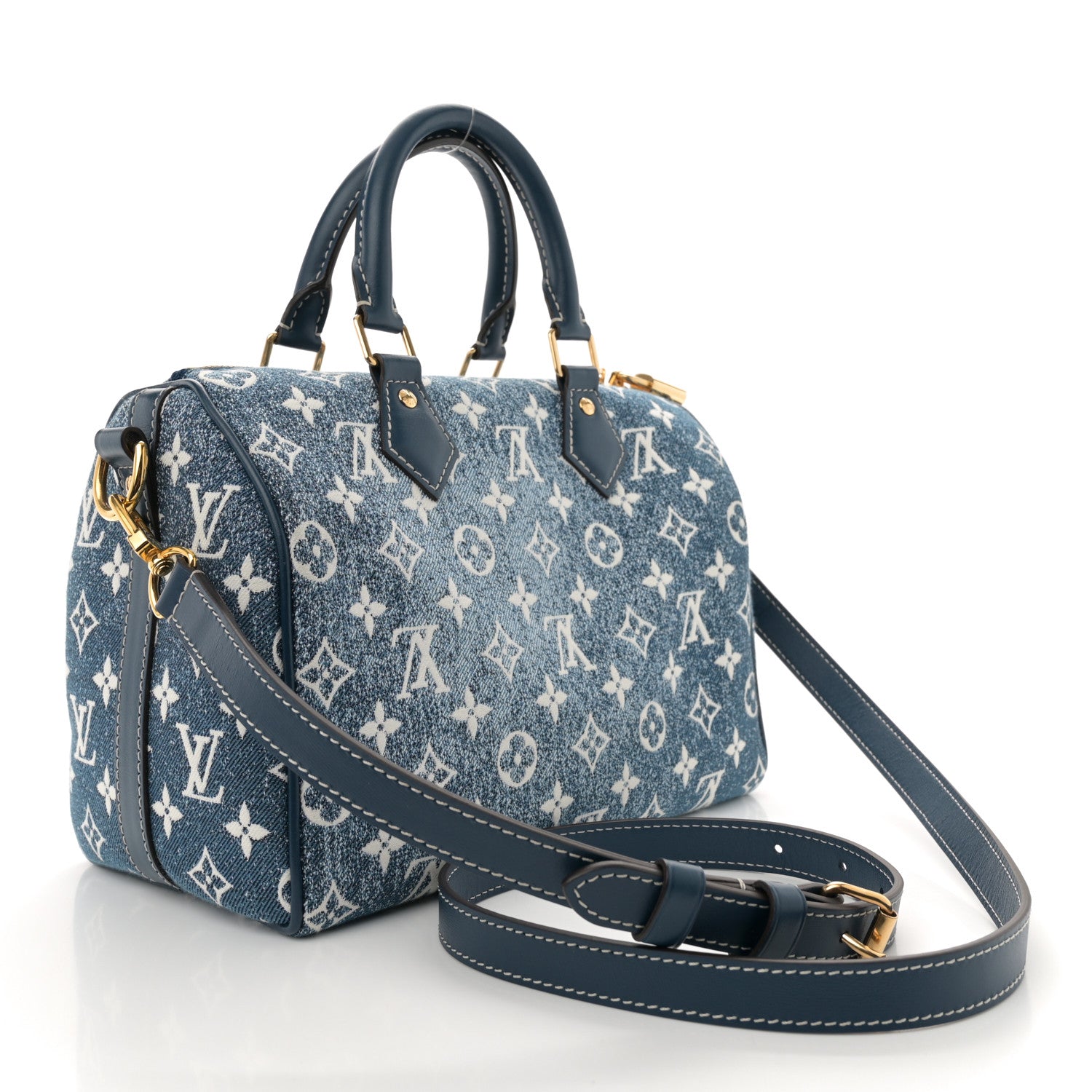 Louis Vuitton Monogram Jacquard Denim Speedy Bandouliere 25 Bleu 3 of 9