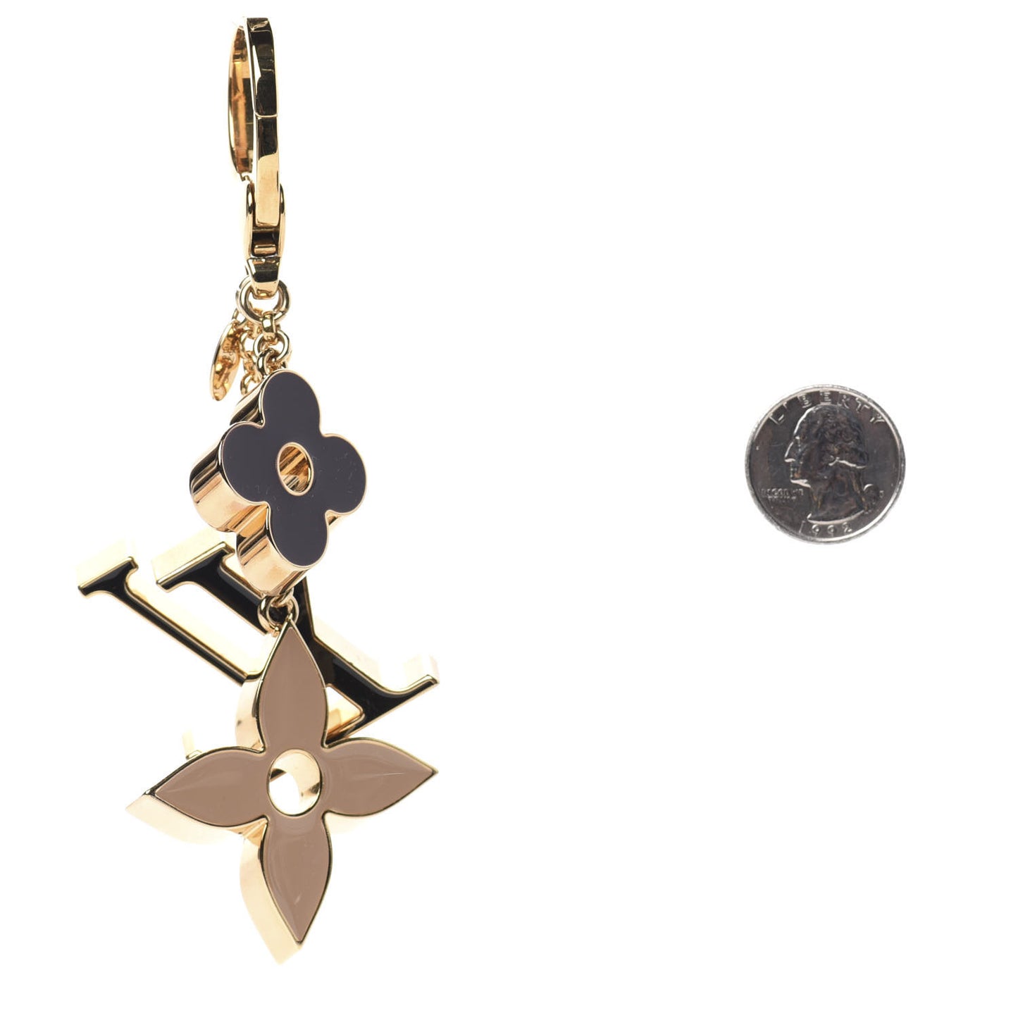 Fleur De Monogram Bag Charm Dore