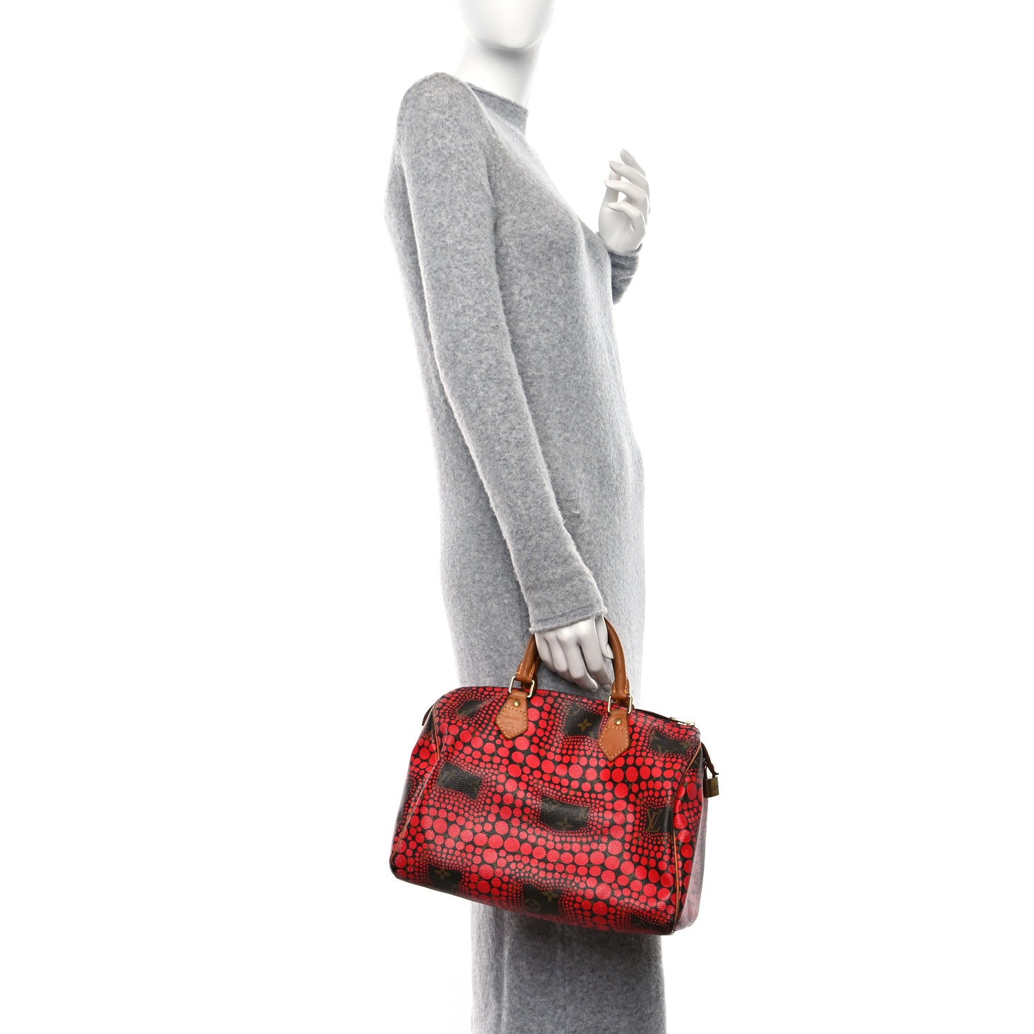 Louis Vuitton Monogram Kusama Town Speedy 30 Red 2 of 7