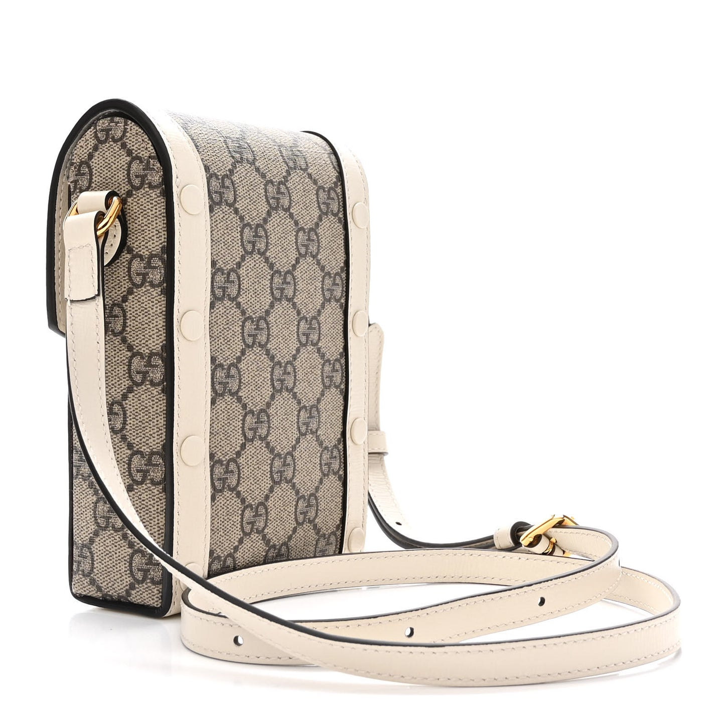 GG Supreme Monogram Azalea Calfskin Mini Horsebit 1955 Crossbody Bag Beige Ebony Mystic White