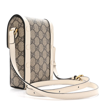 Gucci GG Supreme Monogram Azalea Calfskin Mini Horsebit 1955 Crossbody Bag Beige Ebony Mystic White 3 of 11