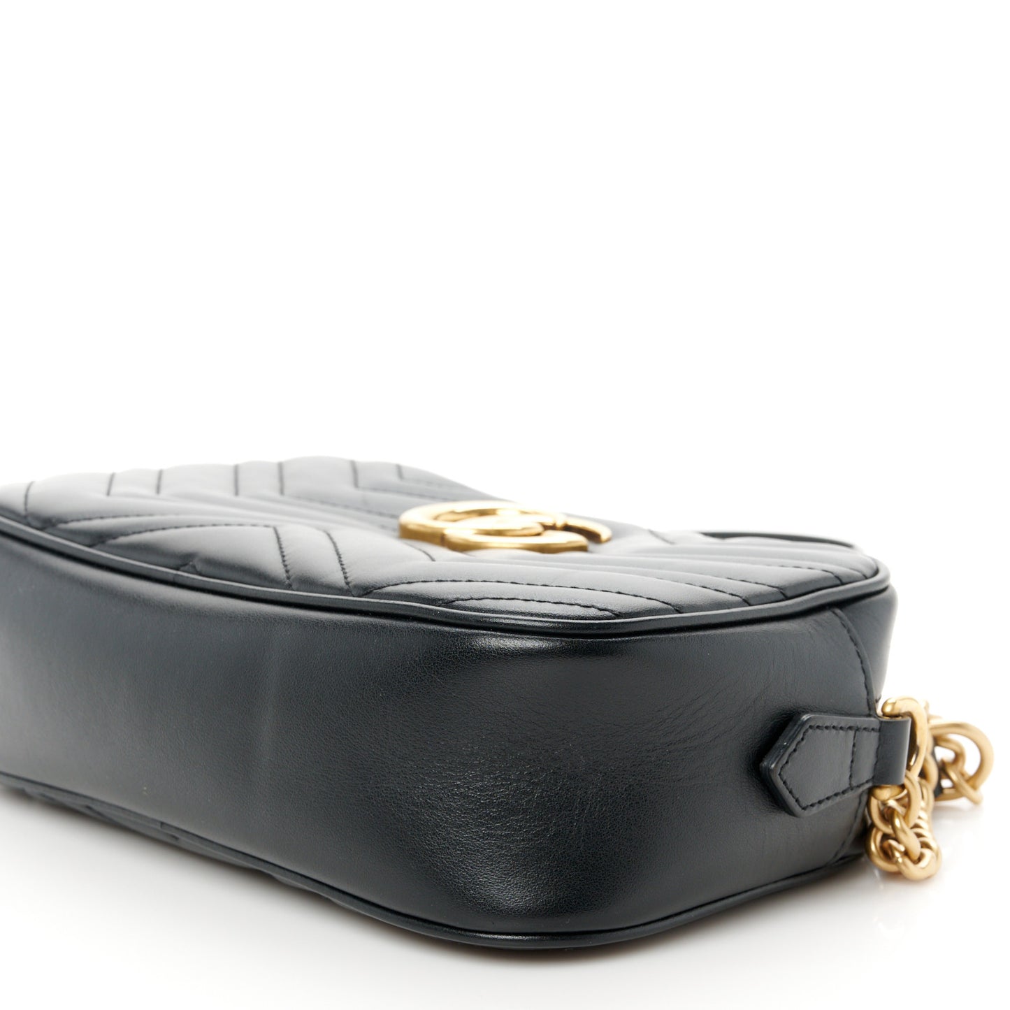 Calfskin Matelasse Small GG Marmont Chain Shoulder Bag Black