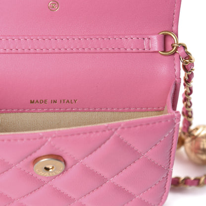 Chanel Lambskin Quilted Pearl Crush Clutch With Chain Pink 7 of 14