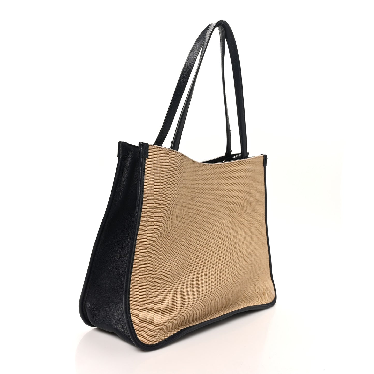 Vintage Rice Canvas Calfskin Horsebit 1955 Tote Bag Beige Blue