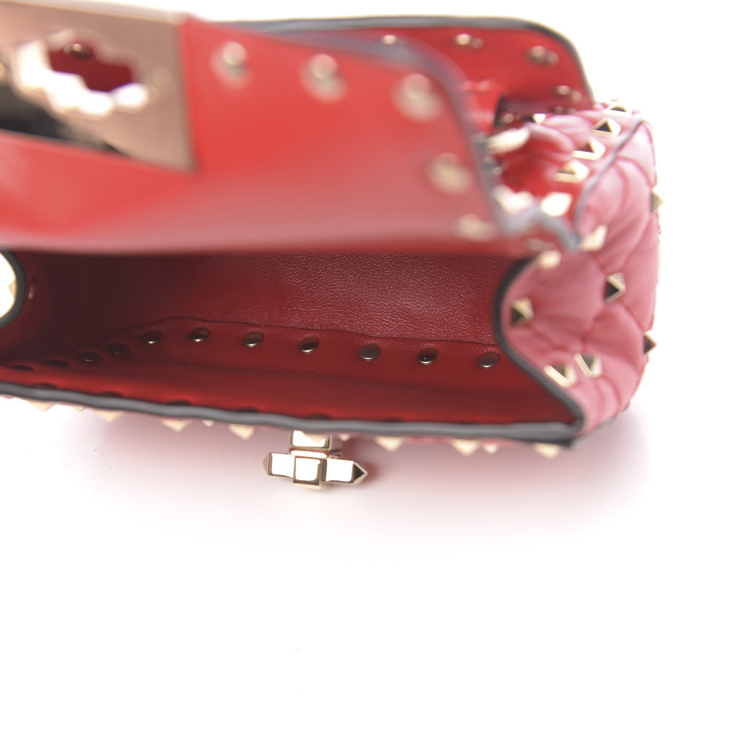 Valentino Garavani Lambskin Micro Rockstud Spike Shoulder Bag Red 5 of 9