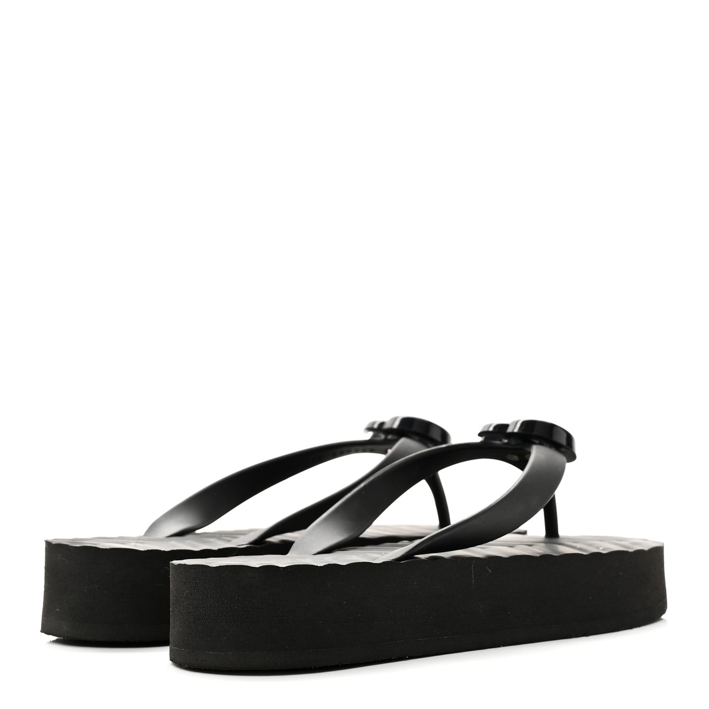 Rubber Chevron Womens GG Thong Sandals 35 Black