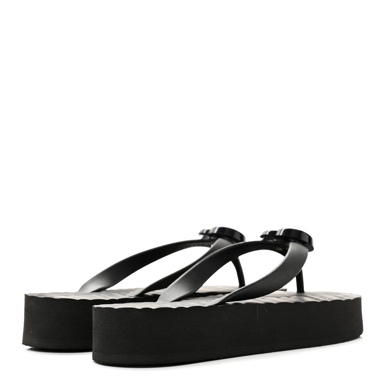 Gucci Rubber Chevron Womens GG Thong Sandals 35 Black 5 of 9