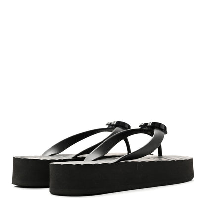 Gucci Rubber Chevron Womens GG Thong Sandals 35 Black 5 of 9