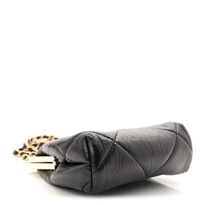 Chanel Shiny Aged Lambskin Quilted Kiss Lock Clutch With Chain Black 4 of 10