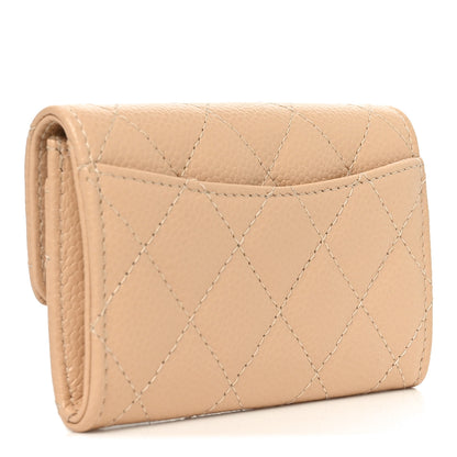 Chanel Caviar Quilted Flap Card Holder Wallet Beige 3 of 9