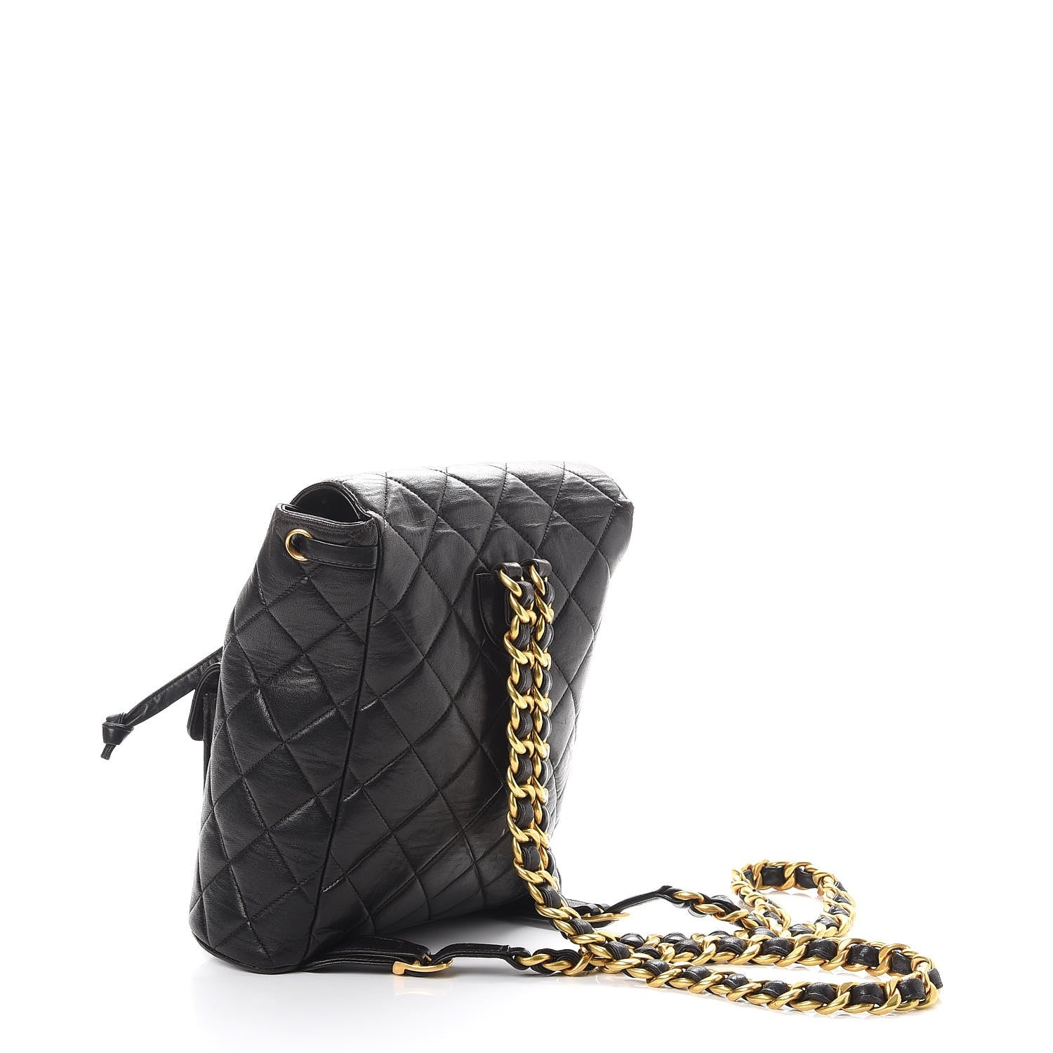 Chanel Lambskin Quilted Drawstring Backpack Black 3 of 10