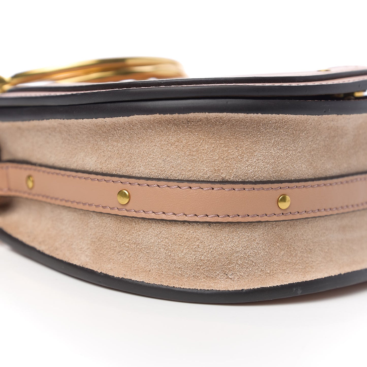 Calfskin Suede Small Nile Bracelet Bag Biscotti Beige