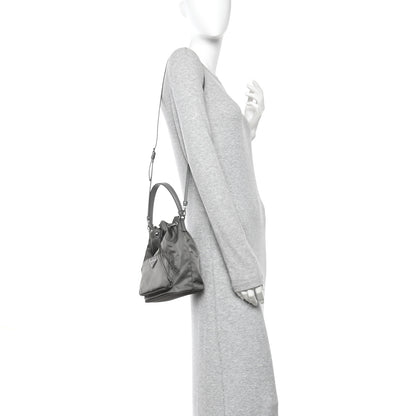 Prada Re-Nylon Saffiano Duet Bucket Crossbody Bag Mercury 2 of 8