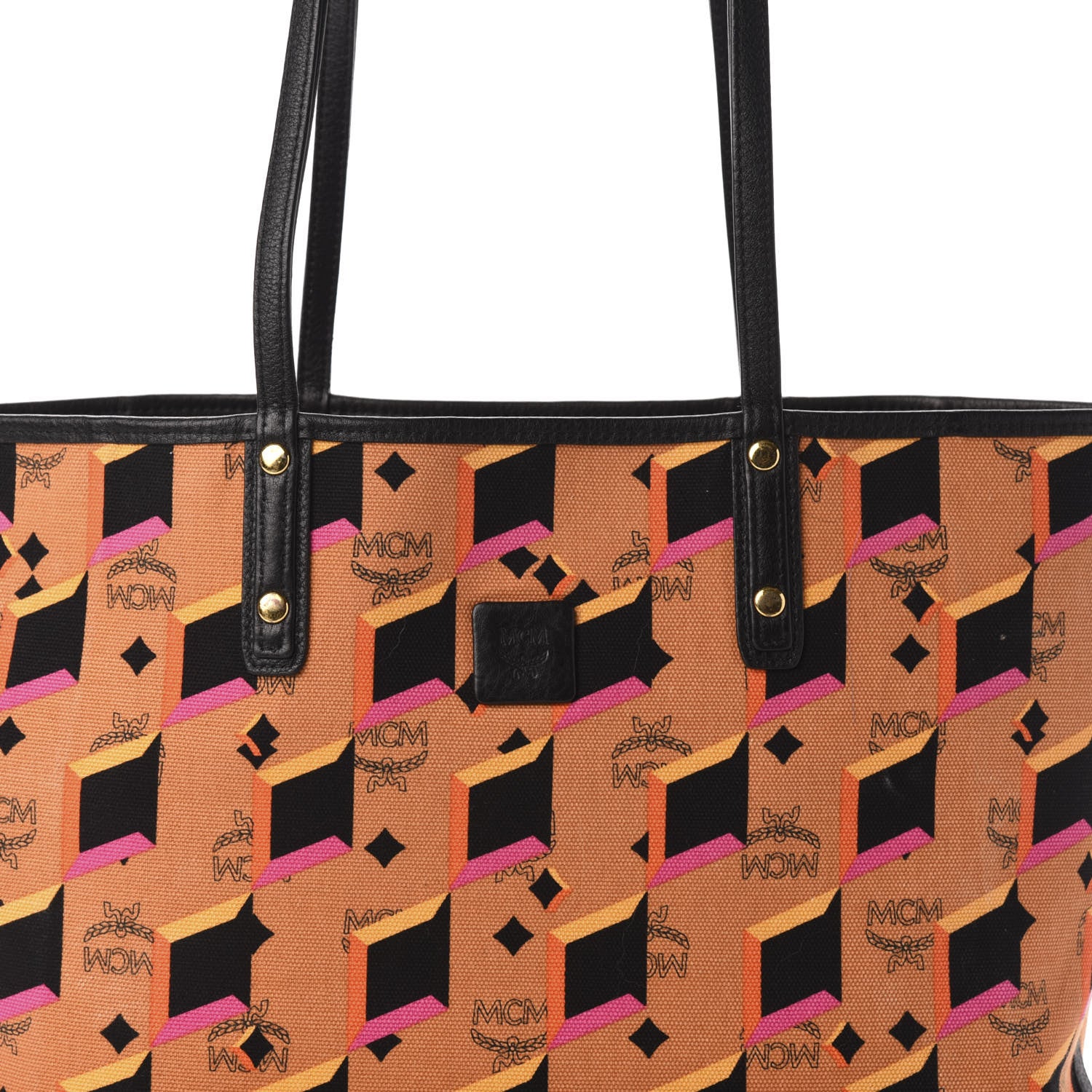 MCM Visetos Medium Project Reversible Shopper Tote Cognac 16 of 16
