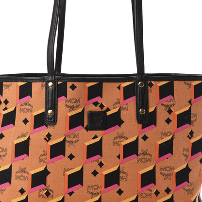 MCM Visetos Medium Project Reversible Shopper Tote Cognac 16 of 16