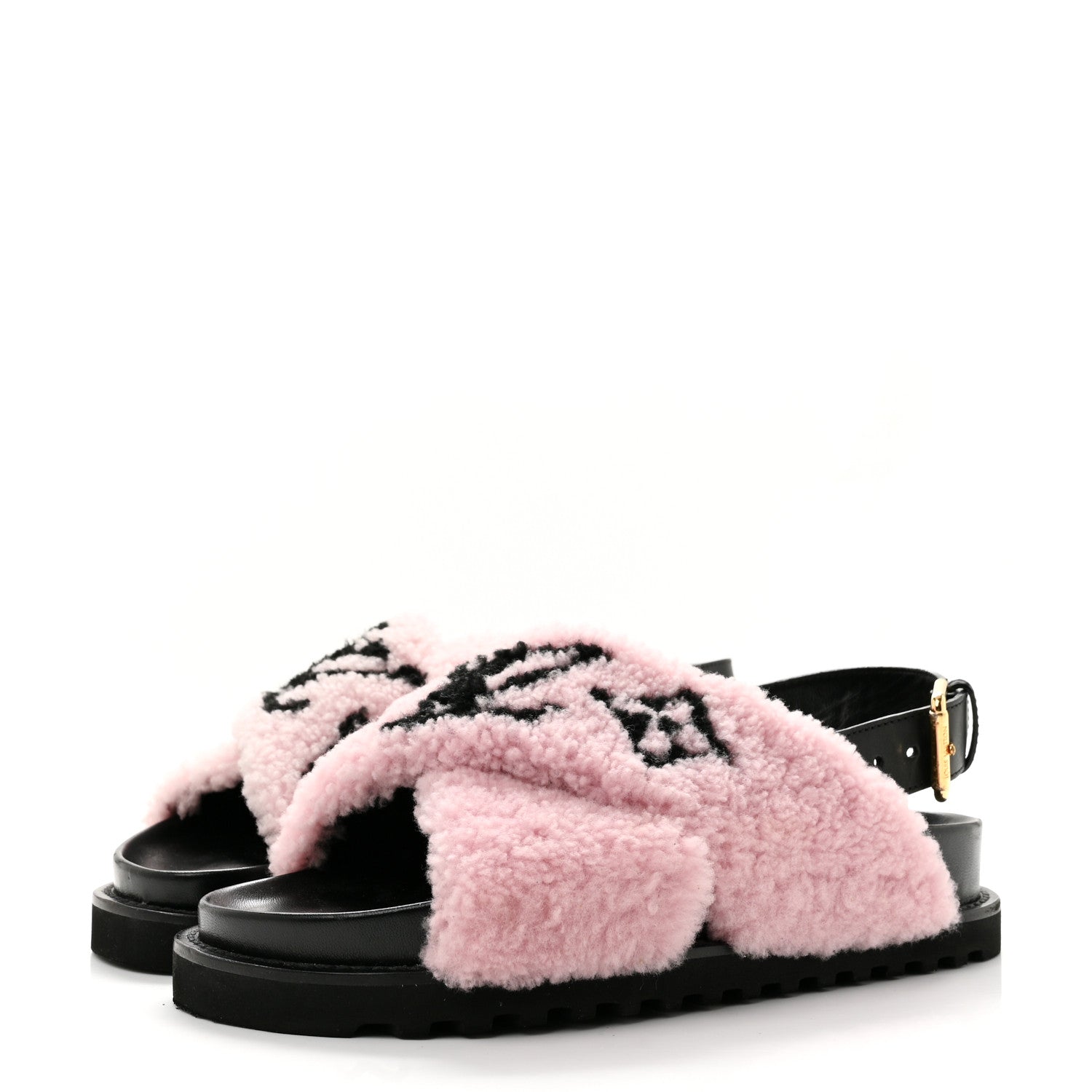 Louis Vuitton Shearling Calfskin Paseo Flat Comfort Sandal 38 Pink 4 of 10