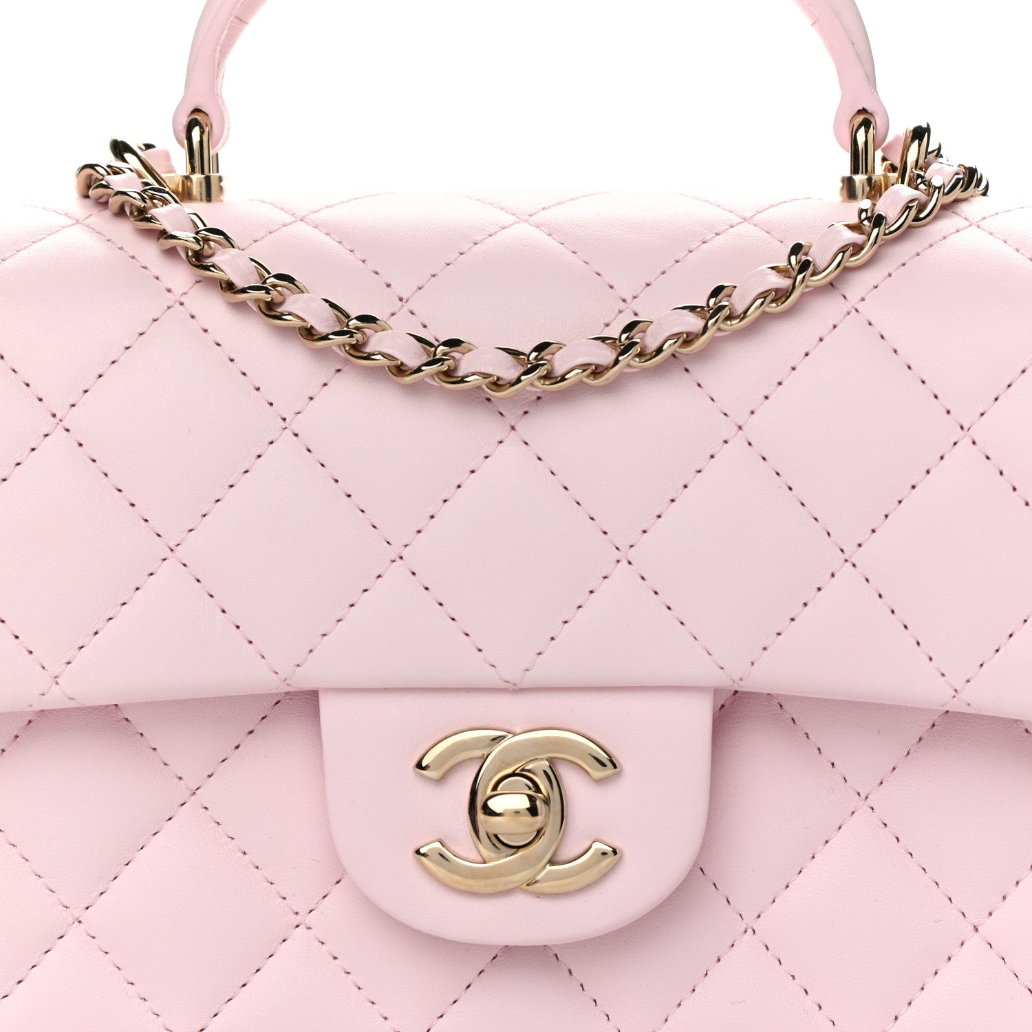 Chanel Lambskin Quilted Mini Top Handle Rectangular Flap Light Pink 8 of 11