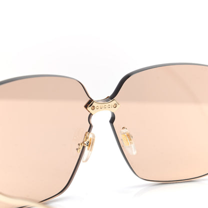 Gucci Acetate Metal Rimless Square Sunglasses GG0355S Gold 7 of 9