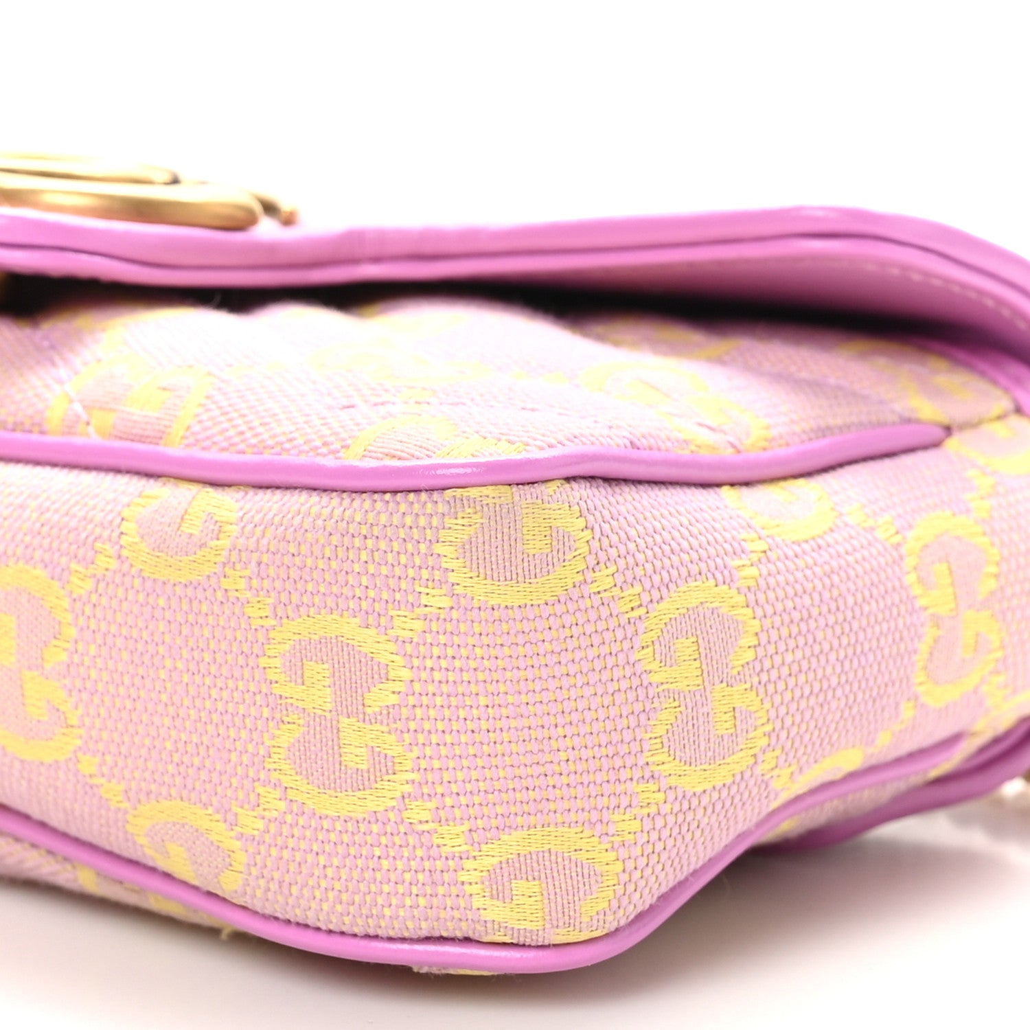 Gucci Monogram Super Mini GG Marmont Shoulder Bag Lilac Yellow