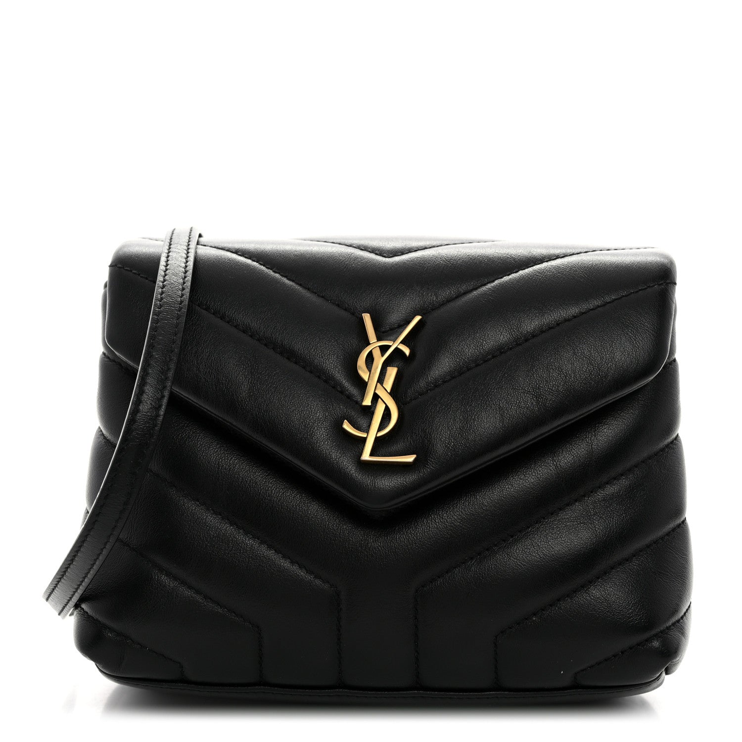 Saint Laurent Calfskin Y Quilted Monogram Toy Loulou Crossbody Bag Black 1 of 10