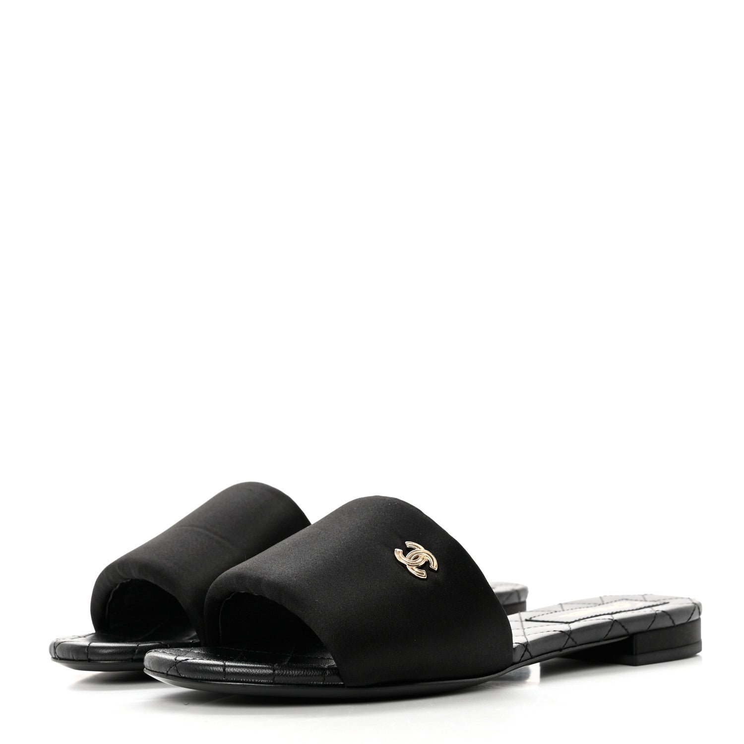 Chanel Satin Mule Sandals 38.5 Black 3 of 9