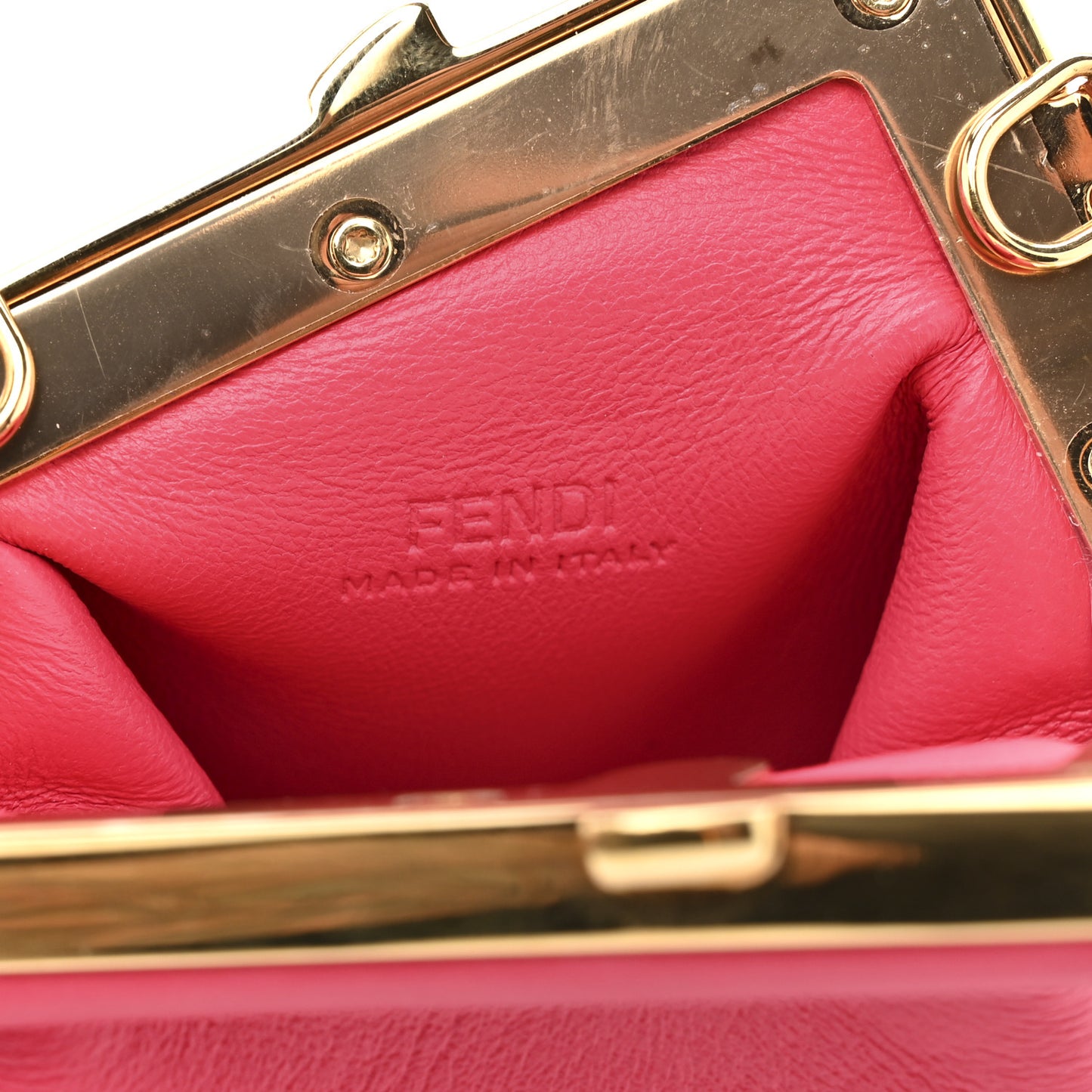 Shiny Nappa Nano Fendi First Bag Charm Lampone