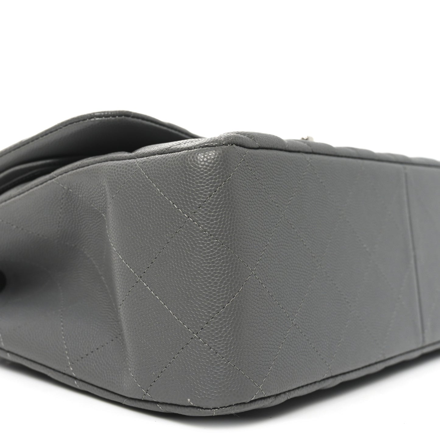 Caviar Quilted Jumbo Double Flap Dark Grey