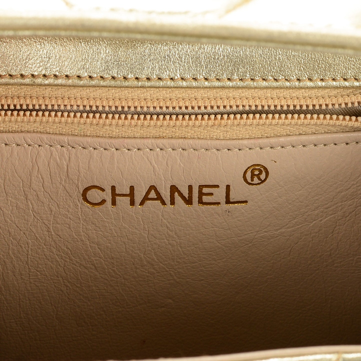 Metallic Lambskin Chevron Quilted Mini Square Tassel Flap Gold