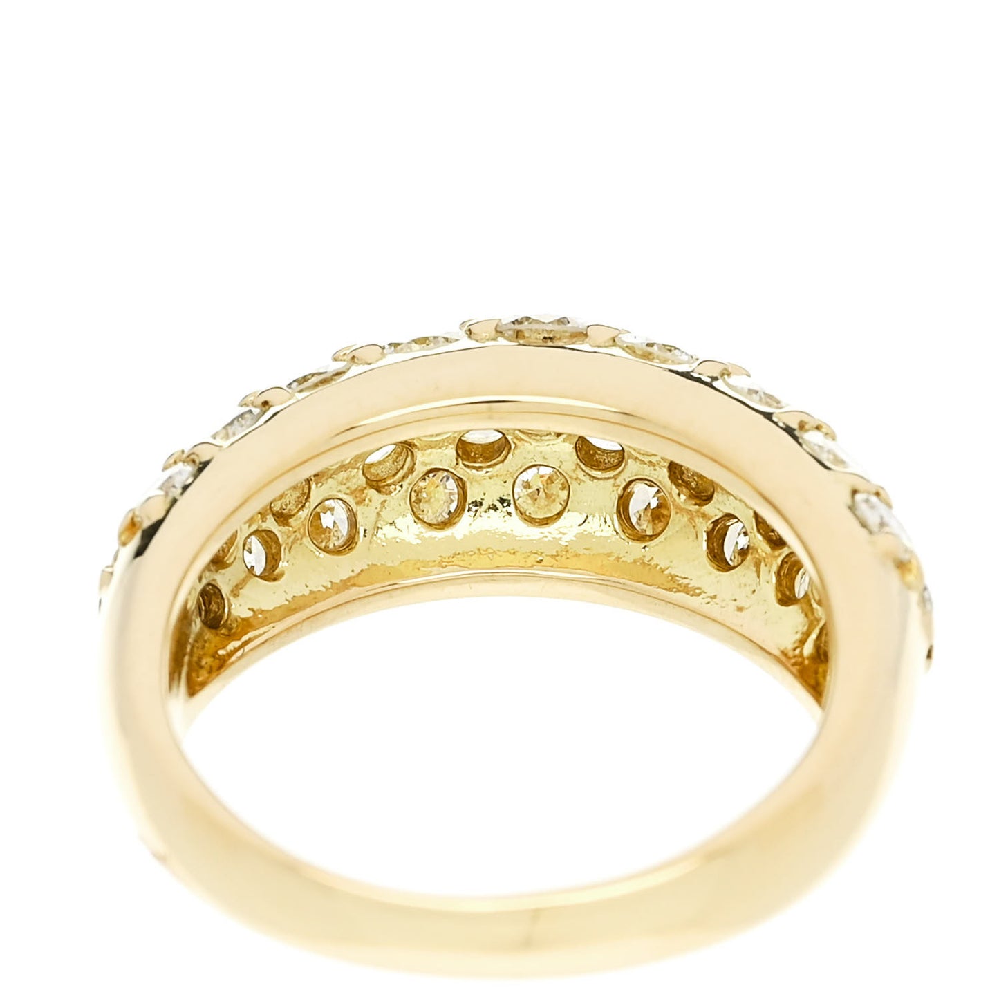 18K Yellow Gold Diamond 2.22ctw Three Row Dome Band Ring  50 5.5