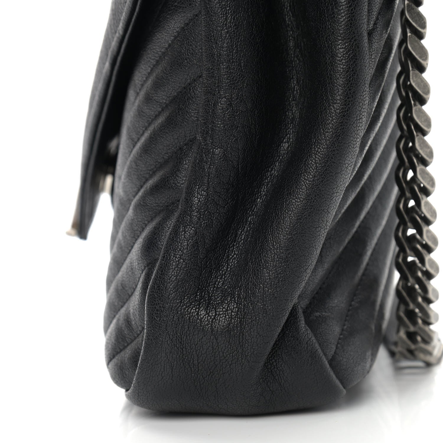 Saint Laurent Sheepskin Matelasse Chevron Monogram Large College Satchel Black 13 of 14