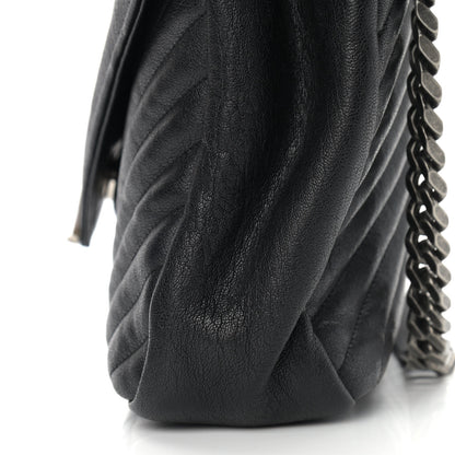 Saint Laurent Sheepskin Matelasse Chevron Monogram Large College Satchel Black 13 of 14