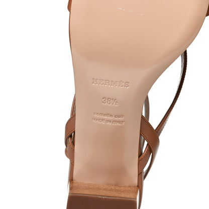 Hermes Calfskin Antinea Sandals 38.5 Marron Muscade 8 of 10