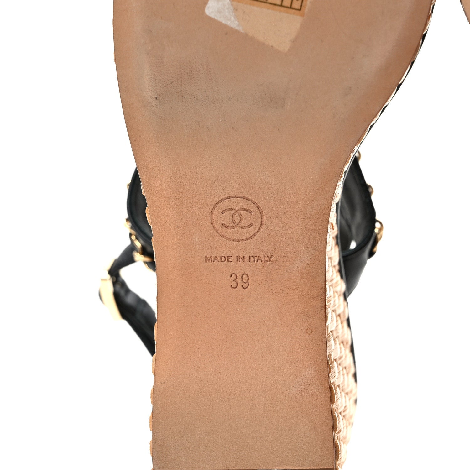 Chanel Lambskin Chain Platform Sandals 39 Black 6 of 7