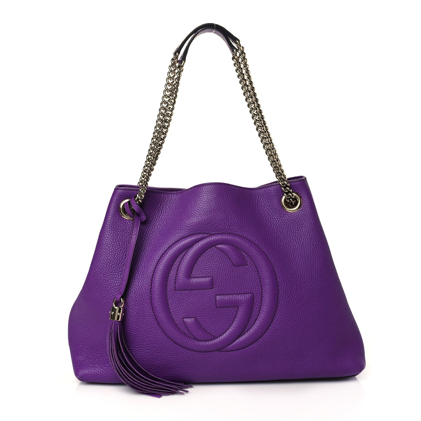 Pebbled Calfskin Medium Soho Chain Shoulder Bag Shine Purple