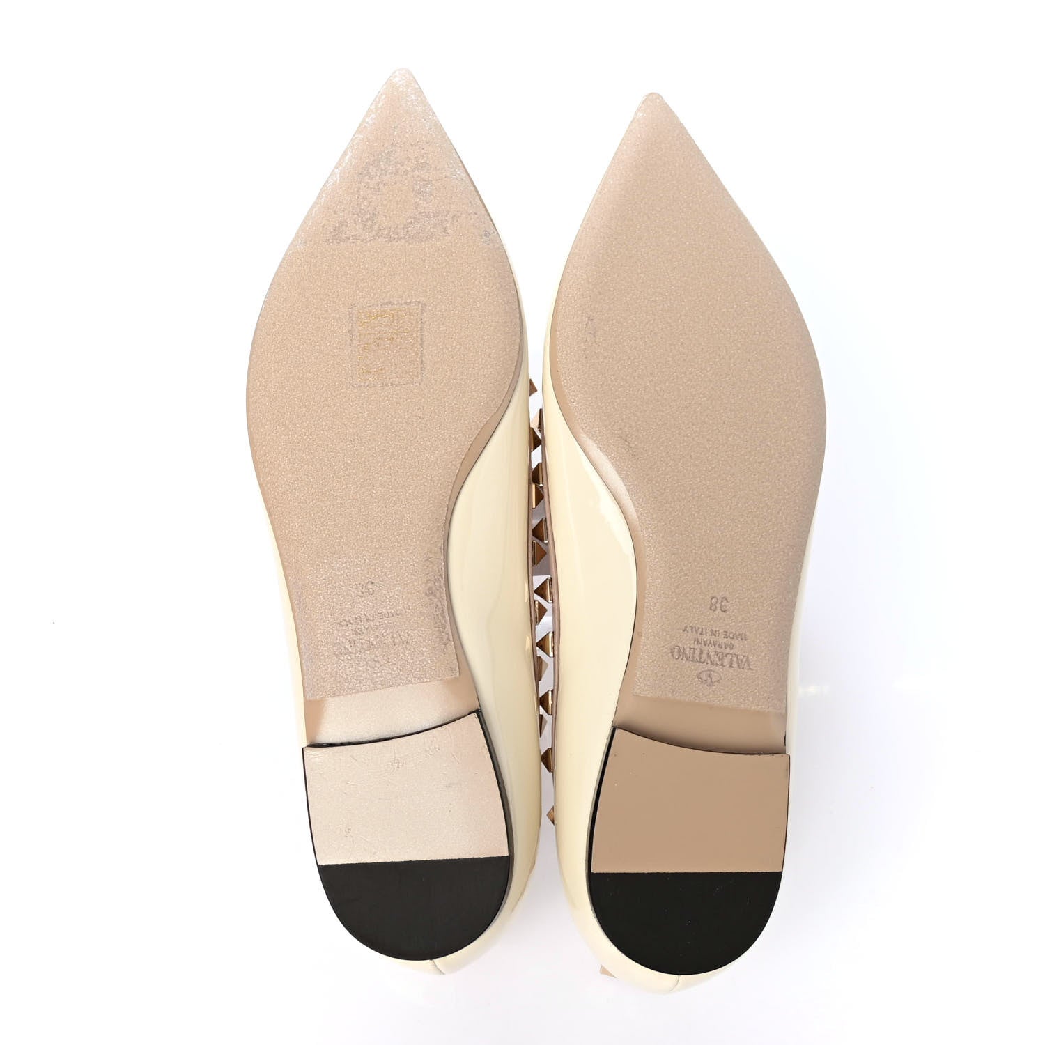 Valentino Garavani Patent Rockstud Ballerina Flats 38 Ivory Poudre 4 of 4