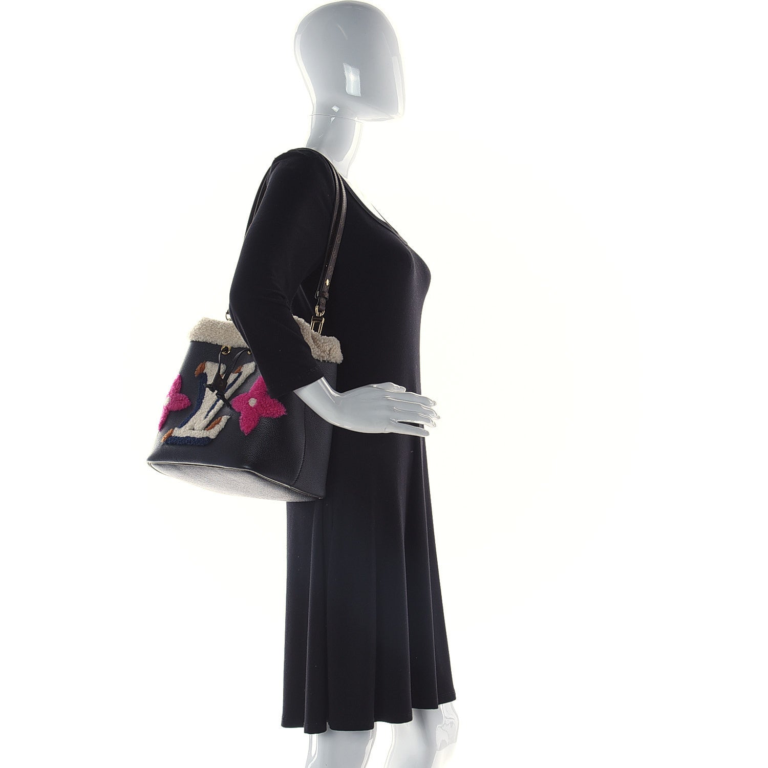 Louis Vuitton Calfskin Teddy NeoNoe MM Black 2 of 11